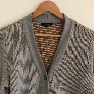 Whitney Eve baby blue/gray & tan librarian sweater